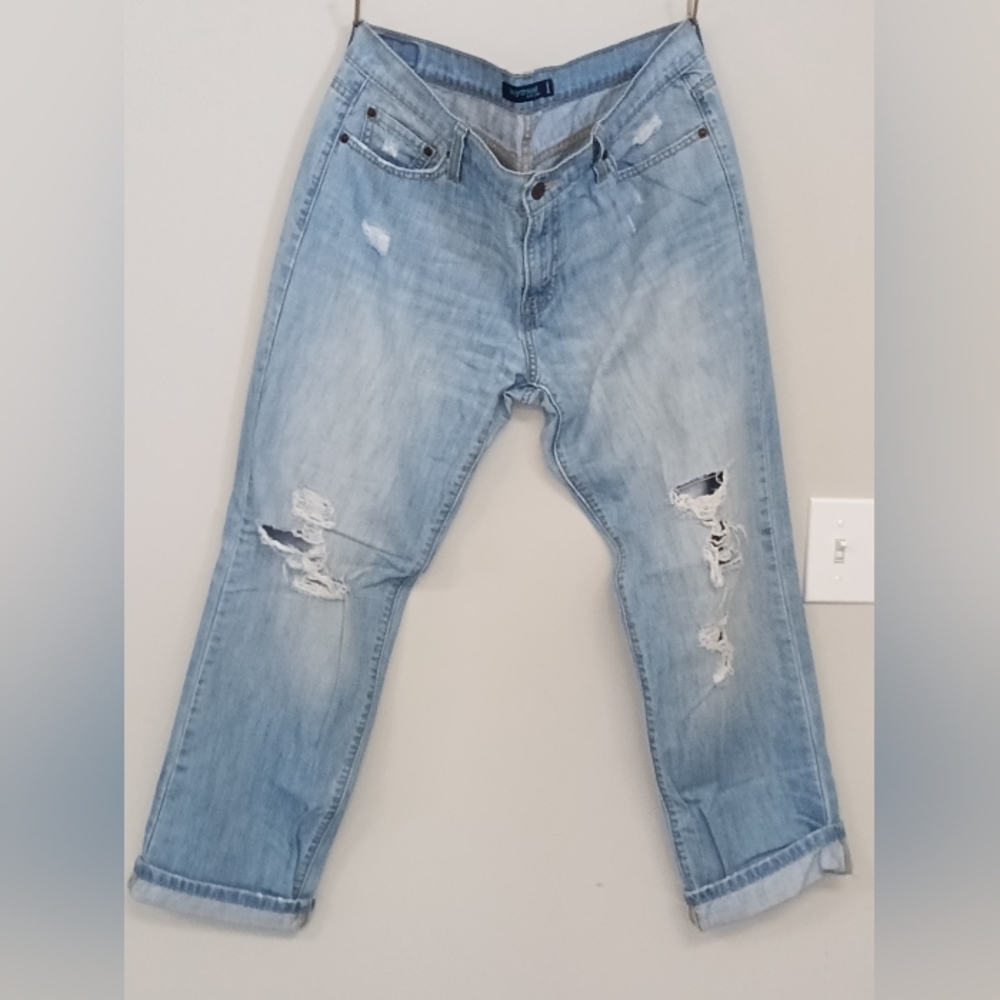 Levi's Boyfriend 513 Distressed Light Wash Jeans Size 13